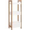 Easycomfort Mobiletto Bagno Multiuso Scaffale a 3 Ripiani Compatto in Legno MDF e Bambù, Bianco, 27.5x20.8x74cm