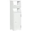 Easycomfort Mobiletto da Bagno in MDF Bianco con Armadietto e Spazio per Carta Igienica, 19x15x56 cm