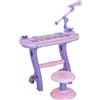 Easycomfort Pianola per Bambini a 37 tasti con Sgabello e Microfono, 12 Strumenti e 22 Musiche, Registrazione, MP3 e Karaoke, Rosa