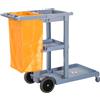 Easycomfort Carrello Pulizie Professionale con 3 Ripiani, Ganci Portascopa, 4 Ruote e Sacco 100L, Arancione 121 x 50.5 x 96.5cm