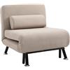 Easycomfort Poltrona Letto Singolo, Poltrona con Materasso e Cuscino Imbottito Sfoderabili - Schienale Regolabile 90-180° e Telaio in Metallo - 75x70x75 cm, Beige