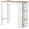 EasyComfort Tavolo da Bar con 3 Mensole e Barre Protettive, in Acciaio e Truciolato, 112x57x106 cm, Bianco