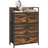 EasyComfort Cassettiera 4 Cassetti Rimovibili dal Design Industriale in Legno e Acciaio, 60x29x85 cm, Marrone e Nero