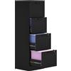 EasyComfort Cassettiera Portadocumenti a 4 Cassetti con Binario Regolabile e 2 Serrature, in Legno, 40x40x131 cm, Nero