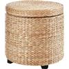 EasyComfort Pouf Contenitore Rotondo Stile Boho con Rivestimento Naturale, Tavolino da Salotto Ø43x43cm, Kaki