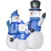 Easycomfort Pupazzi di Neve Gonfiabili da Esterno 120cm, Luminosi, Decorazione Natalizia Impermeabile con Picchetti e Corde, Bianco Blu