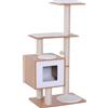 Easycomfort Tiragraffi Gatto Altezza 120cm con Cuccia Piattaforme e Giochi Sisal, MDF 71.5x49.5x120cm legno, bianco