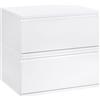 Easycomfort Comodino Set 2 Pezzi con Cassetto e Design Sospeso in Truciolato e MDF, 49x38x23 cm, Bianco