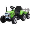 Easycomfort Trattore Elettrico per Bambini 3-6 Anni con Rimorchio Rimovibile, Batteria 12V e Telecomando, Verde
