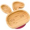 bamboo bamboo Baby E Piatto Bambini, Piatto Bambù Con Suzione Sicura Per Pasti E Svezzamento, Piatto Coniglio Con Base Antiscivolo, Piatti Per Neonati Da 6 Mesi (Coniglio, Ciliegia)