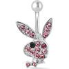 MESKEL 1pc Anelli per Ombelico Coniglio Anelli per Ombelico Coniglio Anelli per Pancia per Donne Gemma in Pietra Rosa Blu Coniglio Finto Piercing per Pancia Pin