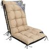 Amazinggirl Cuscino Sdraio da Esterno Set 2 Pezzi - 50x120 cm Cuscini per Sedie | Giardino Schienale Alto Poltrona Imbottitura Spessa 10 cm Lacci · Beige