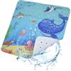 OTraki Tappetino Vasca Antiscivolo Bambini 53 x 53 cm con Fori e Ventose | Tappetino Doccia Bambini con Motivo Marino, antimuffa e lavabile in Lavatrice, per Bagno, colore Blu