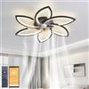 Narwhal LED Ventilatore da Soffitto, ventilatore da soffitto con luce e Telecomando, Lampadario ventilatore da soffitto con Timer, Luminosità e Temperatura Colore Regolabili (6 luci/54W, Nero)