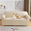 VanderHOME Copripoltrona Elastico copridivano Spessi Fodera Poltrona in Velluto Copri Poltrona Singola Elasticizzati Antiscivolo Copertura per Poltrona Divanetto Lavabile 1 posti Bianco Crema