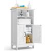VEVOR Mobiletto da Bagno Autoportante a 4 Ripiani con 2 Ante Ripiano Regolabile, Credenza da Pavimento per Cucina Soggiorno Ingresso, Armadietto da Cucina, Bianco