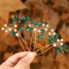 IYOU Accessori per capelli da cerimonia verdi, fermagli per capelli da sposa con cristalli, copricapo da damigella d'onore per donna (confezione da 3)