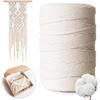 AiQInu Macramè Filo 3mm x 300m, 100% Filato di Cotone Naturale per Bricolage, Arazzi, Lavori a Maglia, Decorazioni Beige