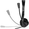BIGtec Cuffia PC con microfono stereo, 1 jack da 3,5 mm, leggera, regolabile, braccio flessibile micro braccio, controllo del volume, cavo da 1,8 m, computer, notebook, laptop, gioco, ufficio, casa,