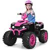 COSTWAY 12 V Quad Elettrico per Bambini, Auto Elettrica Cavalcabile con Luci LED e Musica, Velocità Fino a 5km/h, per Bambini 3-7 Anni (Rosa)