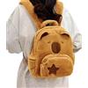 Generico Zaino con animali dei cartoni animati, Zaino in peluche di Capibara | Zaino per animali capibara in peluche con borsa casual | Borsa da scuola con tracolla a di cartone animato con portachiavi per bam