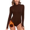 WOWENY body a collo alto da donna maglione termico a collo alto in pile a maniche lunghe caldo e confortevole camicia elegante con colletto rialzato