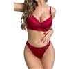 YCAngela Set di Bralette e Mutandine in Pizzo, Reggiseno Push-up con Spalline Regolabili, Set di Lingerie da Donna UK, Reggiseno con Ferretto a Seno Grande Coppa C-F