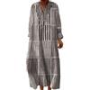 Mfhmom Vestito Lungo Donna Estivo Boho Chic Abito Maxi Scollo a V Manica Lunga Kaftano Etnico Copricostume Mare Spiaggia Casual Oversize Cotone Lino Elegante Fantasia Floreale Cerimonia Giorno Taglie Forti