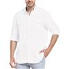 Najia Symbol Camicia di 100% Lino Collo alla Coreana Manica Lunga Uomo