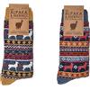 Leo Design Calzini di lana norvegese merino e alpaca per uomini e donne, 2 paia di calzini termici imbottiti invernali, motivo peruviano a maglia spessa, calzini Hygge per escursionismo e camminata
