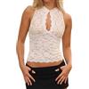 Anuedgis Donne Y2k Del Merletto Della Maglia Del Merletto Del Merletto Sexy Senza Maniche Vedere Attraverso Slim Fit Crop Cami Trendy Uscire Top Trasparente Streetwear