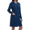 Mnamo Elegante accappatoio da donna con cappuccio e cerniera in spugna corto e leggero