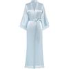 BABEYOND Coucoland Kimono - Vestaglia da camera lunga in raso, da donna, con bordo in pizzo, taglia unica