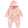 Verve Jelly Neonato Ragazzo Ragazza Orecchie da Coniglio Pagliaccetto Set Maniche Lunghe Pulsante Felpa Con Cappuccio Tute Infantili Tuta Outwear Primavera Estate Outfit