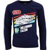 E PLUS M Star Wars - Maglia a maniche lunghe da ragazzo Millennium Falcon, prodotto con licenza ufficiale, 100% cotone, taglie 134-164, blu scuro o nero