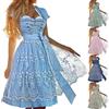 Generisch Dirndl - Abito midi da donna con top a contrasto e gonna a pieghe con camicetta/grembiule, per Oktoberfest, feste popolari ed eventi festivi (taglia S-5XL)