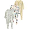 NEXT Bambini Confezione da 3 Tutine Bebè con Zip bidirezionale | Neonato, Standard, Mid Rise, Button, 100% cotone