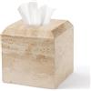 WORHE TBC145WT Porta fazzoletti in travertino naturale, resistente, quadrato, per bagno, soggiorno, camera da letto, comò, cucina, ufficio, arredamento minimalista, beige