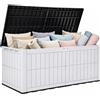 YITAHOME 833L Grande Scatola di Immagazzinaggio da Giardino Esterno, Impermeabile Resina Deck Box con Serratura & Pistone Idraulico, Sedile Divano 3 Posti per Cuscini da Patio & Utensili da