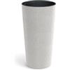 Prosperplast Vaso Lamia Slim Eco Wood alto rotondo, effetto legno bianco, 30 x 30 x 57,5 cm, in plastica resistente, per giardino, terrazza e balcone
