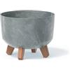 Prosperplast Fioriera con gambe, effetto cemento, 23,8 x 23,8 x 18,7 cm