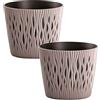 WELL HOME MOBILIARIO & DECORACIÓN 2x rotondo vaso di plastica sabbioso rotondo a colori mocca 15.8 (lungo) x 15.8 (larghezza) x 13.8 (alta) cm