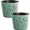 WELL HOME MOBILIARIO & DECORACIÓN 2x rotondo Pot Pot Pot Sandy Round in Salvia Colore 15.8 (Long) X 15.8 (Larghezza) x 13.8 (Alto) cm