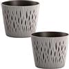 WELL HOME MOBILIARIO & DECORACIÓN 2x rotondo vaso di plastica sabbioso rotondo in grigio 12 (lungo) x 12 (larghezza) x 11.1 (alto) cm