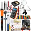 QUOTRE Kit saldatore elettrico 333 in 1, 90 W LCD temperatura regolabile 180-480 °C strumento di saldatura elettrico con punte di saldatura, pompa dissaldante, filo di saldatura, tagliafili, supporto
