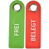 SynMe 2 cartelli porta Libero/Occupato FREI/BELEGT - Ciascuno 27 x 8,5 x 0,5cm - Anello di protezione in metallo implementato per durare nel tempo - Realizzato in feltro di poliestere resistente al'acqua