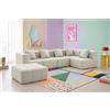 MILYsofa Divano modulare angolare, 5 posti con penisola, tessuto bouclé, fodere dei cuscini removibili (Beige Crema, 5 posti con penisola)