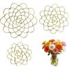 Wanheart 3 supporti per composizioni floreali - Griglia di fiori in acciaio inox in 3 misure (4, 5, 6), supporto riutilizzabile per vasi, floristica fai da te e bouquet di fiori di fissaggio (oro)
