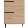 Rebecca Mobili Cassettiera 4 Cassetti, Mobile Compatto con Cassetti, Marrone Grigio Scuro, Truciolato Ferro, Design Moderno, Capiente - Misure HxLxP: 95 x 75 x 44,5 cm - Art. RE7212