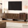 BTM Mobile Porta TV Basso Moderno con 2 Ante e 4 Cassetti, Design a Onda Supporto TV Mobile per Soggiorno Noce Scuro